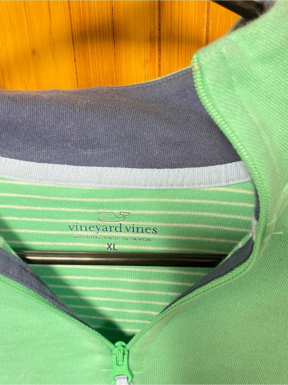 Vineyard Vines Boys XL Mint Green Half-Zip Pullover Collar Pic is the True Color